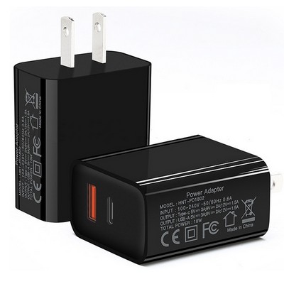18W Pd Wall Charger + 3.0 Fast Charge