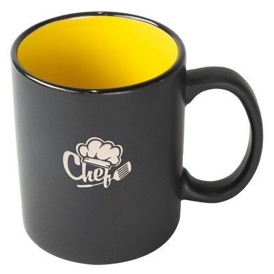 Chalk 11oz 2tone black/yellow mug in Ripple brown Gift box - Etched