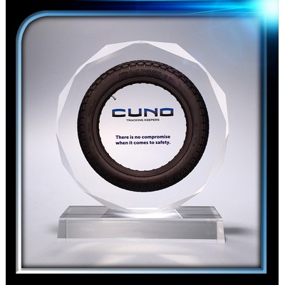 Executive Series Faceted Edge Award w/Base (6" Diameter x 3/4")