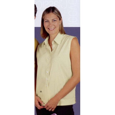 Ladies' Woven Stretch Casual Sleeveless Shirt