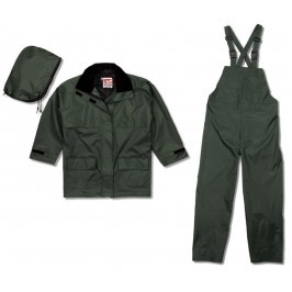 Open Road® 150D Jacket & Bib Pant Set w/Detachable Hood (Green)