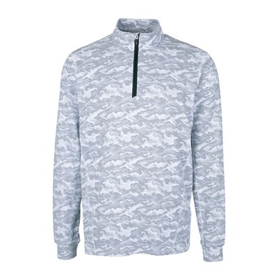 Cutter & Buck Traverse Stretch Camo Print Eco Quarter Zip Mens Big and Tall Pullover
