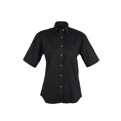 Ladies 100% Cotton Twill Short Sleeve Shirt (XS-2XL)