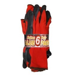 Open Road® Value Pack Polyester Red & Black Gloves w/Latex Coating (Small/Medium)