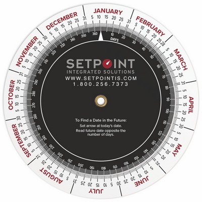 Court Reporter Scheduling Wheel Chart .020 White Plastic (4.25" dia.), Full Colour Imprint