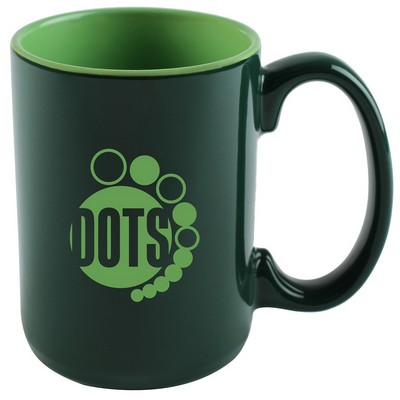 Hanna 14oz 2tone green mug in Ripple gift box