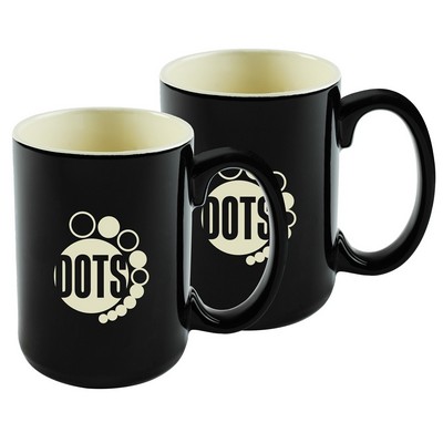 ~ Hanna 14oz 2tone black/cream mug set of 2 in Jet gift box