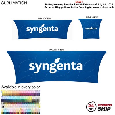 24 Hr Express Ship - Sublimated Stretch Curved Fit Table Throw for 8ft table, 4 sided, Closed back