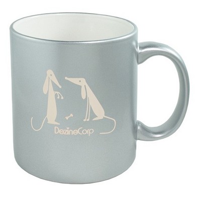 Engraveable C-handle 11oz silver mug