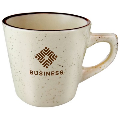 Browning 7oz cream colour vitrified ceramic mug with brown speckles and rim