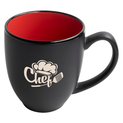 Bistro 16oz 2tone black/red mug in Ripple gift box - Etched