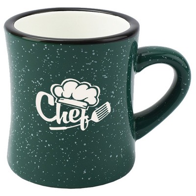 Diner 10oz speckled green exterior/white interior mug vitrified - Etched