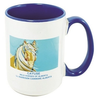 Hinton 14oz 2tone white/blue Sublimation mug in Ripple brown gift box