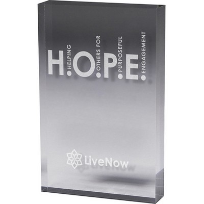 Clear Rectangular Acrylic Paper Weight (5"x 7"x 3/4") Laser Engraved