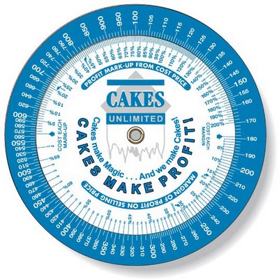 .020 White Plastic Profit Markup Wheel Calculator (4.25" dia.), Spot Colours