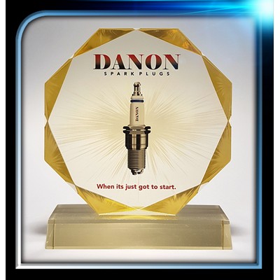 Executive Series Gold Faceted Edge Award w/Base (6" Diameter x 3/4")