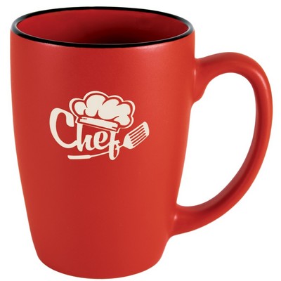 Houston 16oz matte red/black ceramic mug in Ripple gift box- Etched