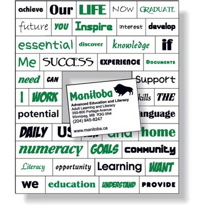 Magnetic Word Set (44 pieces), Screen-printed, White Matte Vinyl Topcoat