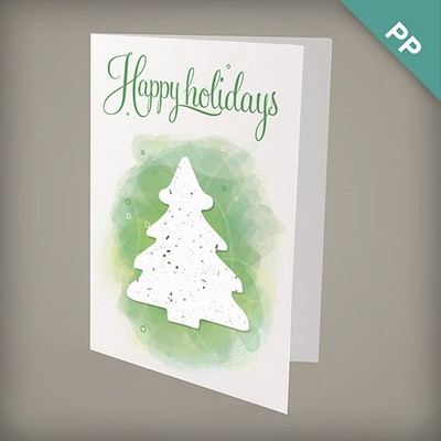 A6 - Eco Christmas Cards with Seed Paper Shapes - Evergreen Tree Green