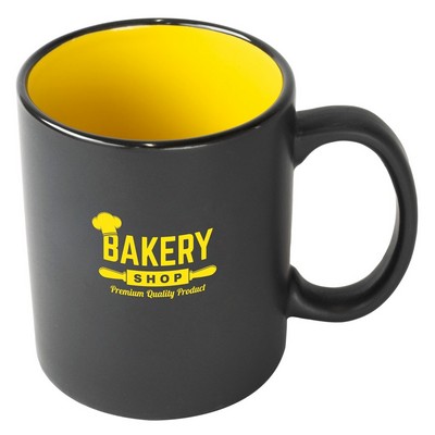 Chalk 11oz 2tone black/yellow mug in Ripple brown Gift box
