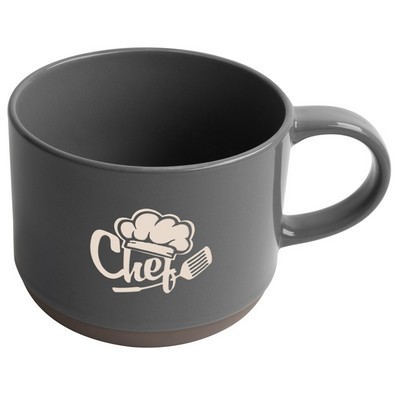 Alana 17oz mug grey/grey bottom trim in a Ripple gift box - Etched