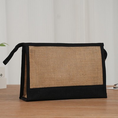Burlap Cosmetic Tote Bag