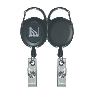 Black Retractable Holder w/Carabiner Hook (1 5/16"x 1 ½")