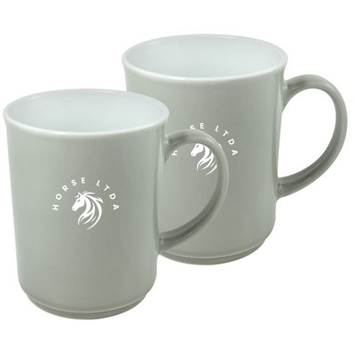 ~ Cyprus 2tone stone/white 14oz mug set of 2 in Jet gift box