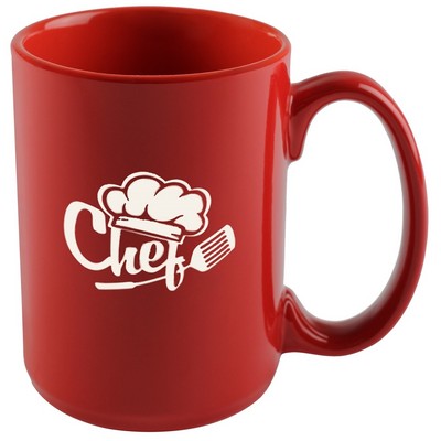 Hanna 14oz 2tone red mug in Ripple gift box - Etched