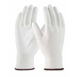 White Smooth Grip Seamless Knit Polyester Gloves