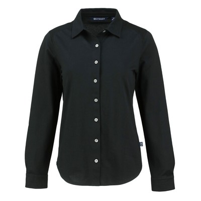 Cutter & Buck Advantage Tri-Blend Eco Soft Pique Long Sleeve Knitted Womens Button Up