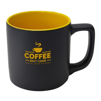 Arcadian 16oz two-tone matte ceramic mug black/yellow in a Ripple box