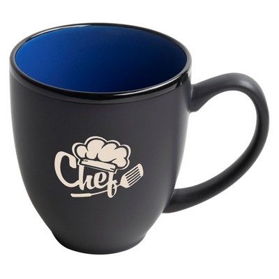 Bistro 16oz 2tone black/blue mug in Ripple gift box - Etched