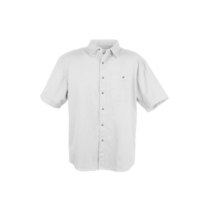 Men's Promotional White Top Stitch Long Sleeve Denim Shirts (2XS-3XL)