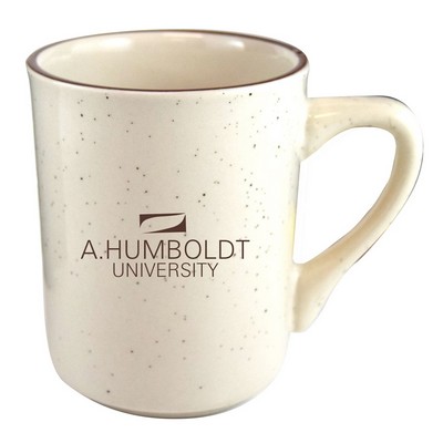 Chester 8.5oz cream colour vitrified ceramic mug with brown speckles and rim