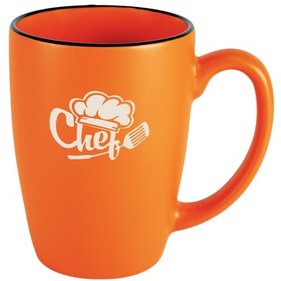 Houston 16oz matte orange/black ceramic mug in Ripple gift box- Etched