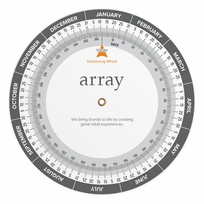 Court Reporter Scheduling Wheel Chart .020 White Plastic (6" dia.), Full Colour Imprint