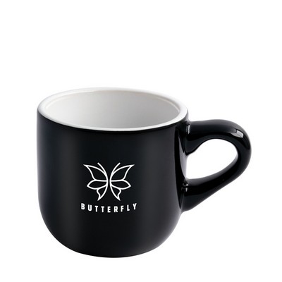 Wellington 8oz vitrified ceramic black/white cappuccino mug