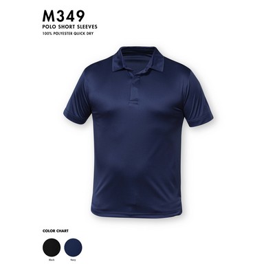 Men Polo 100% polyester, 3 button hidden placket