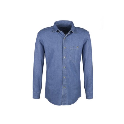 Men's Promotional White Top Stitch Long Sleeve Denim Shirts Tall (LT-3XLT)