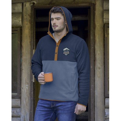 Hooded 1/4 button-down sweatshirt - unisex