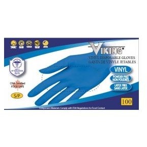 Viking® Blue Vinyl Disposable Gloves (Small)