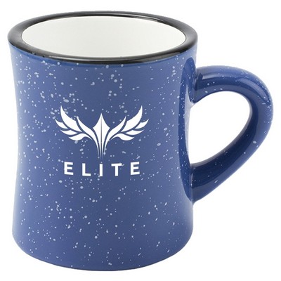 Diner 10oz speckled blue exterior/white interior mug vitrified