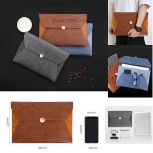 PU Leather A4 Envelope File Organiser Document Bags W/ Magnetic Snap Closure