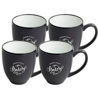 ~ Bistro 16oz 2tone black/white mug S/4 in Raven gift box