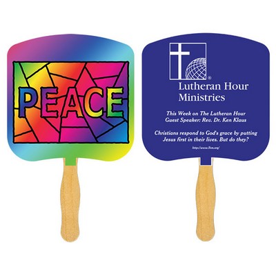 Religious Hand Fan/ Peace Stained Glass
