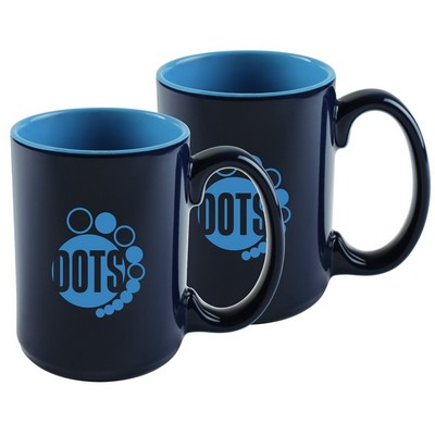 ~ Hanna 14oz 2tone blue mug set of 2 in Jet gift box