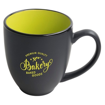 Bistro 16oz 2tone black/green mug in Ripple gift box