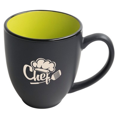 Bistro 16oz 2tone black/green mug in Ripple gift box - Etched