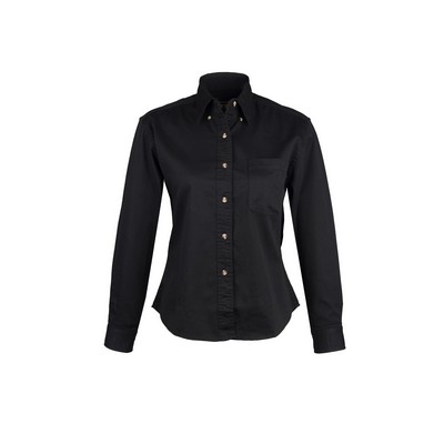 Ladies 100% Cotton Twill Long Sleeve Shirt (XS-2XL)